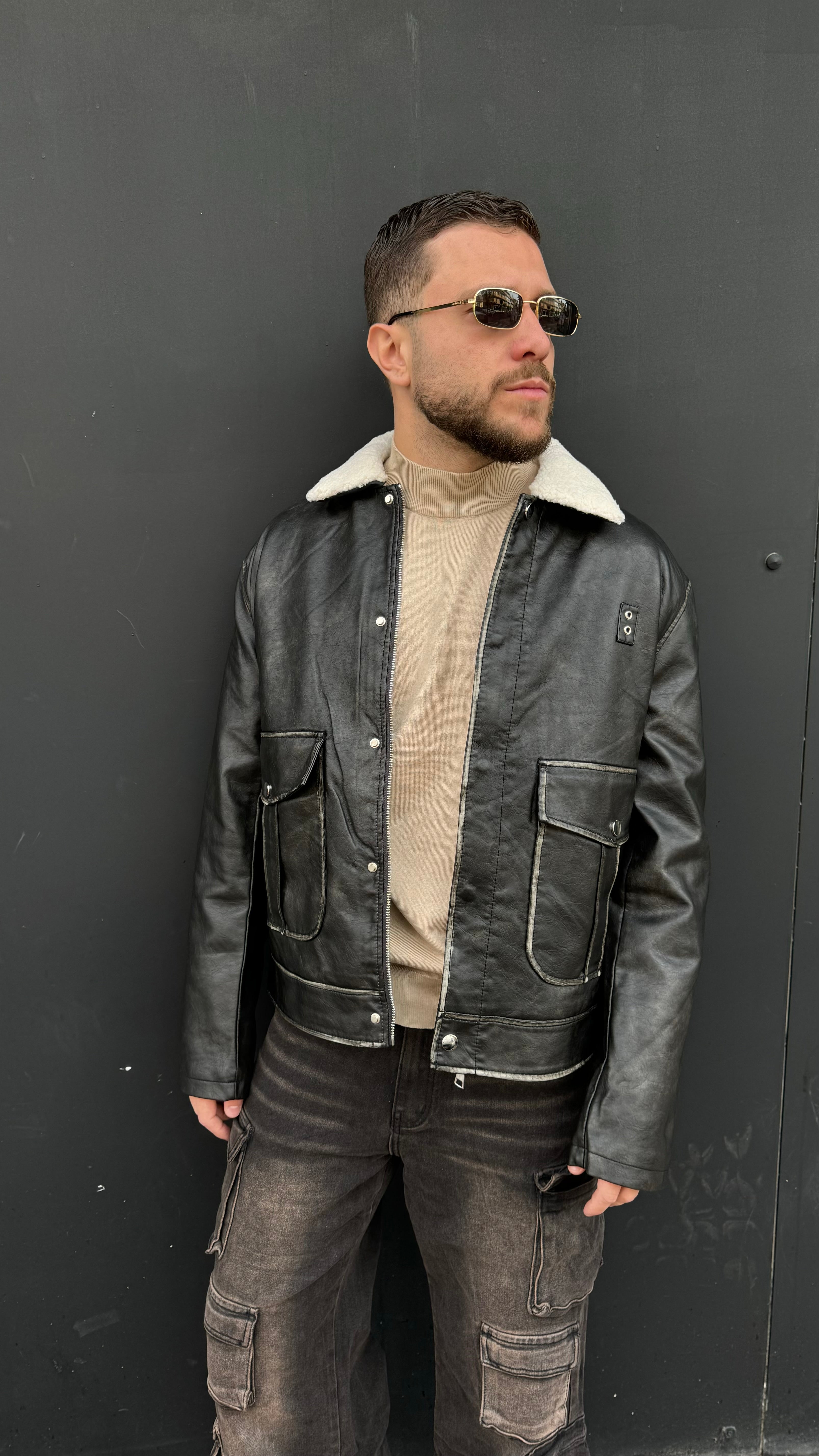 Jacket In Ecopelle Con Pelliccia Removibile