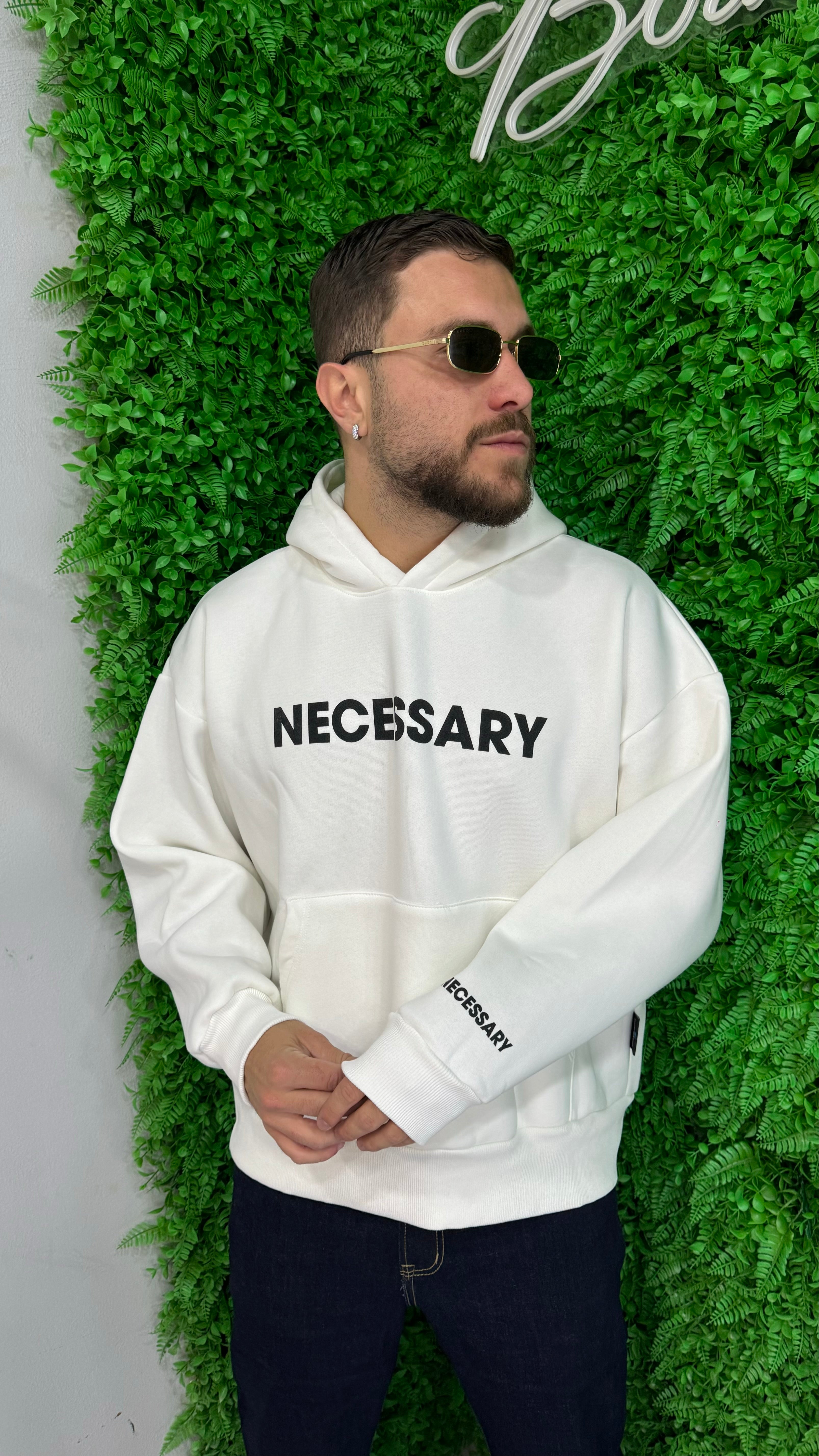 Felpa Boxy Fit "NECESSARY" Cianotic