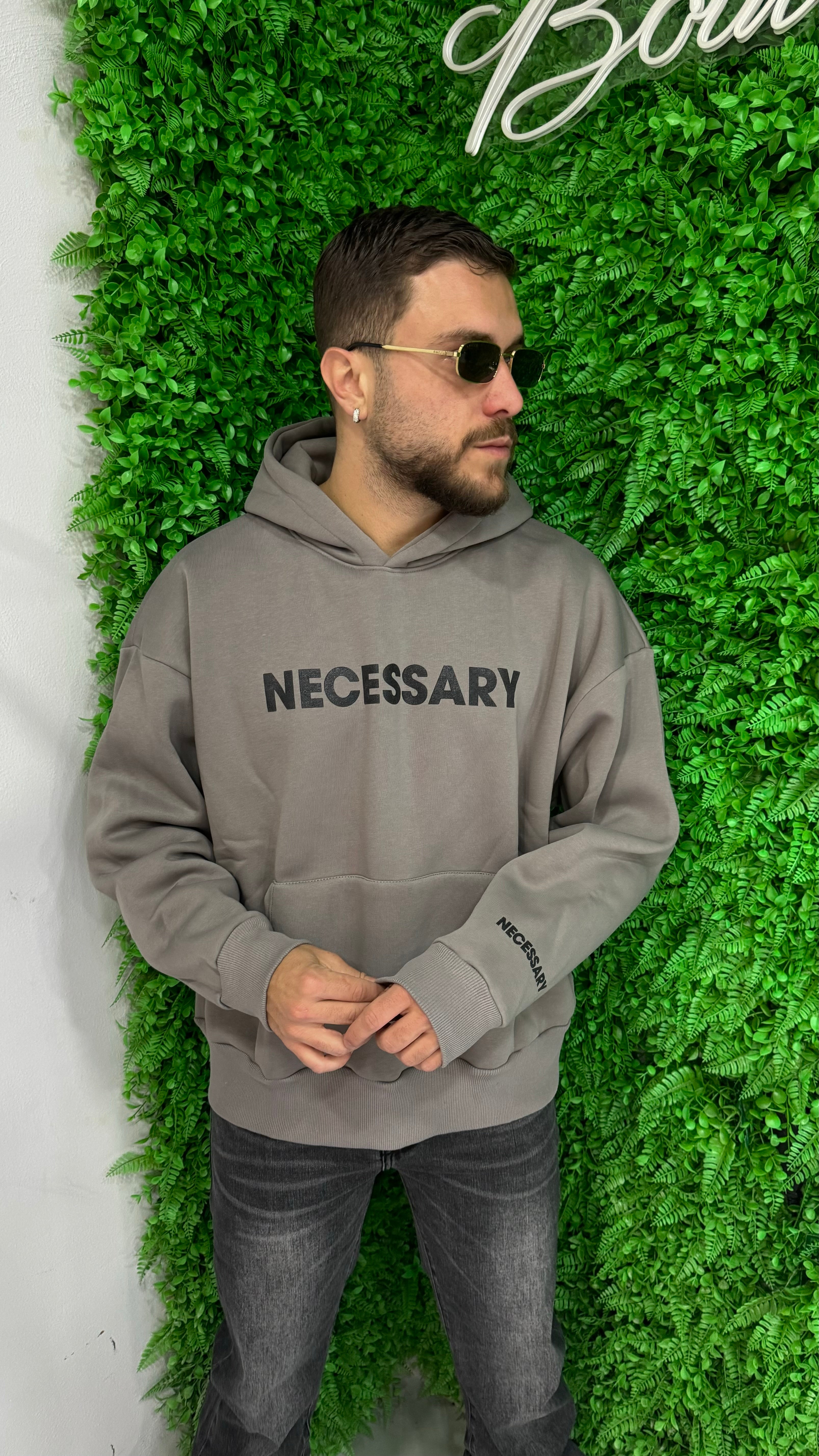 Felpa Boxy Fit "NECESSARY" Cianotic