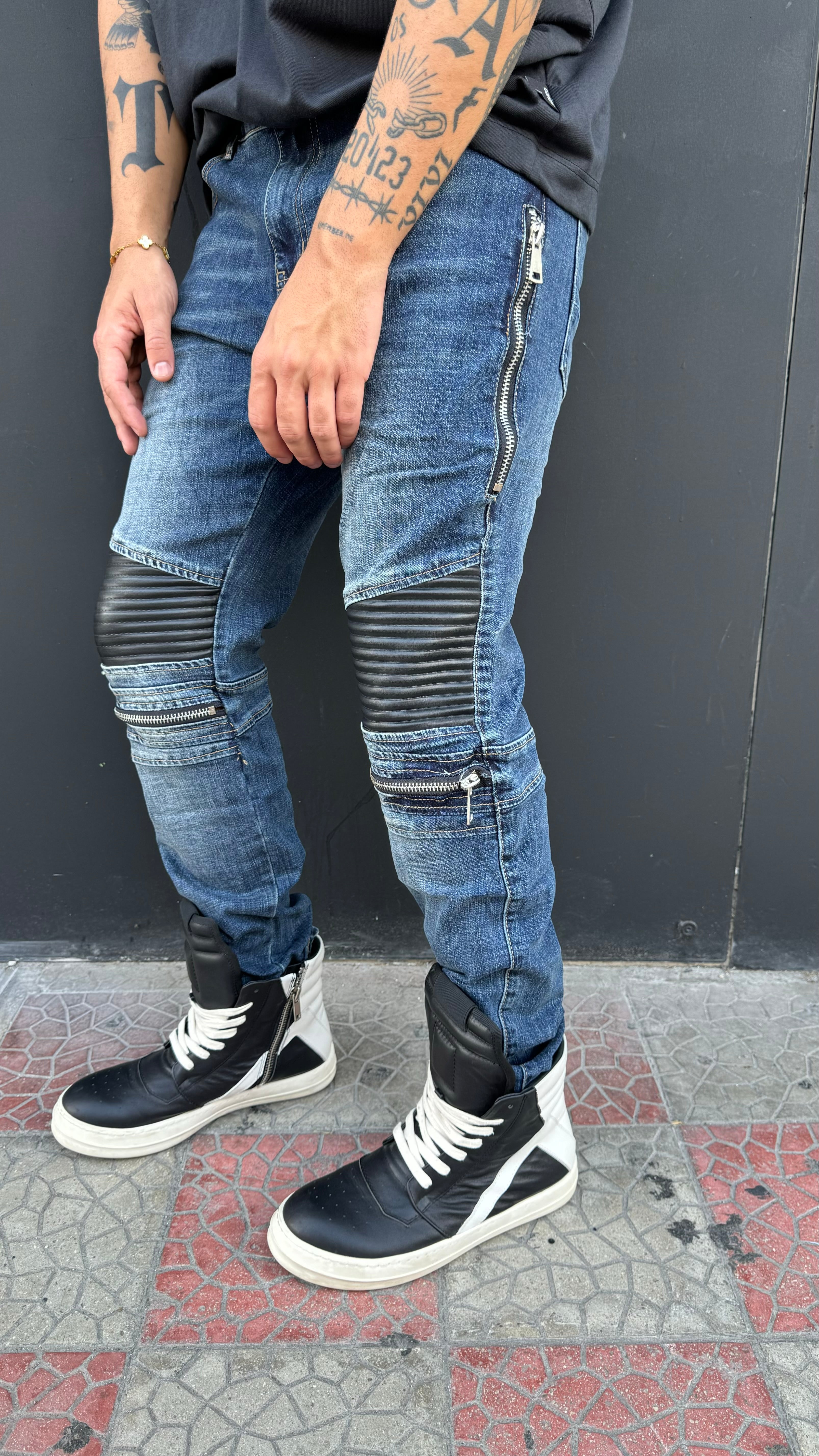 Jeans Skinny Mood AM con patch in ecopelle